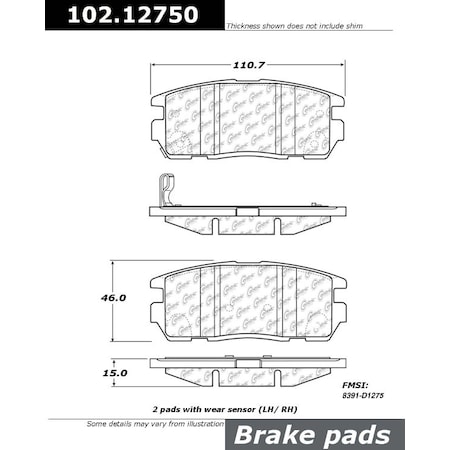 Centric Parts CTEK Brake Pads, 102.12750 102.12750